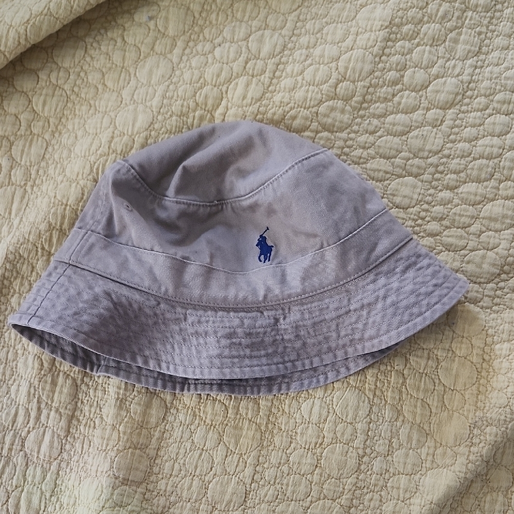 Ralph Lauren Tan Bucket Hat with Blue Logo